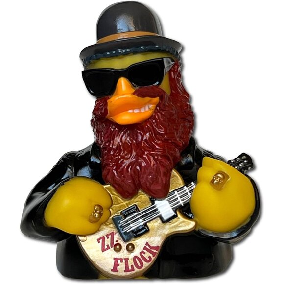 CelebriDucks ZZ Flock Rubber Duck – Rock Star Rubber Duckie With Guitar & Sungla - Picture 5 of 7